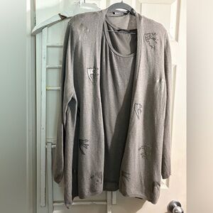 Luisa Cerano Gray Knitwear Set wool cashmere silk blend